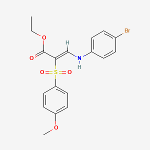 molecular formula C18H18BrNO5S B2528038 ethyl (2Z)-3-[(4-bromophenyl)amino]-2-(4-methoxybenzenesulfonyl)prop-2-enoate CAS No. 2380195-58-2