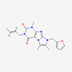 molecular formula C19H21N5O3 B2528039 2-[(E)-丁-2-烯基]-6-(呋喃-2-基甲基)-4,7,8-三甲基嘌呤[7,8-a]咪唑-1,3-二酮 CAS No. 946225-90-7