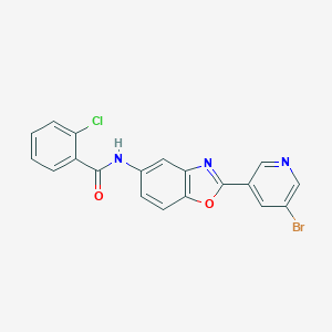 molecular formula C19H11BrClN3O2 B252804 N-[2-(5-bromopyridin-3-yl)-1,3-benzoxazol-5-yl]-2-chlorobenzamide 