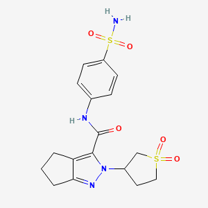 molecular formula C17H20N4O5S2 B2528048 2-(1,1-dioxidotetrahydrothiophen-3-yl)-N-(4-sulfamoylphenyl)-2,4,5,6-tetrahydrocyclopenta[c]pyrazole-3-carboxamide CAS No. 1040665-49-3