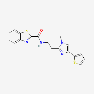 molecular formula C18H16N4OS2 B2528049 N-(2-(1-甲基-4-(噻吩-2-基)-1H-咪唑-2-基)乙基)苯并[d]噻唑-2-甲酰胺 CAS No. 1396867-30-3