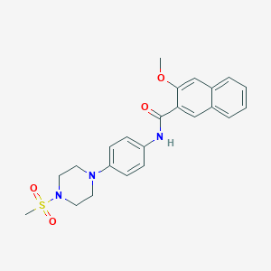 molecular formula C23H25N3O4S B252805 3-methoxy-N-{4-[4-(methylsulfonyl)-1-piperazinyl]phenyl}-2-naphthamide 