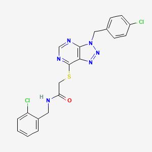molecular formula C20H16Cl2N6OS B2528050 N-(2-氯苄基)-2-((3-(4-氯苄基)-3H-[1,2,3]三唑并[4,5-d]嘧啶-7-基)硫代)乙酰胺 CAS No. 941911-60-0
