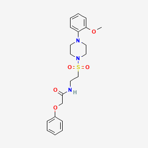 molecular formula C21H27N3O5S B2528053 N-(2-((4-(2-甲氧基苯基)哌嗪-1-基)磺酰基)乙基)-2-苯氧基乙酰胺 CAS No. 897611-28-8