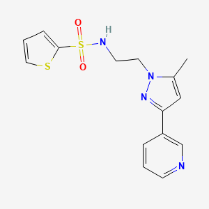 molecular formula C15H16N4O2S2 B2528054 N-(2-(5-甲基-3-(吡啶-3-基)-1H-吡唑-1-基)乙基)噻吩-2-磺酰胺 CAS No. 2034604-77-6