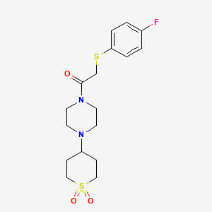 molecular formula C17H23FN2O3S2 B2528060 1-(4-(1,1-二氧化四氢-2H-硫代吡喃-4-基)哌嗪-1-基)-2-((4-氟苯基)硫代)乙酮 CAS No. 1903440-01-6