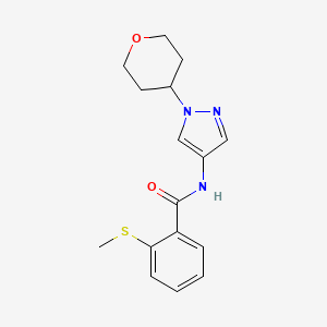 molecular formula C16H19N3O2S B2528063 2-(methylthio)-N-(1-(tetrahydro-2H-pyran-4-yl)-1H-pyrazol-4-yl)benzamide CAS No. 1797895-47-6