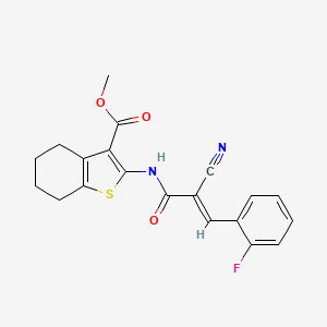 molecular formula C20H17FN2O3S B2528066 (E)-methyl 2-(2-cyano-3-(2-fluorophenyl)acrylamido)-4,5,6,7-tetrahydrobenzo[b]thiophene-3-carboxylate CAS No. 638144-01-1