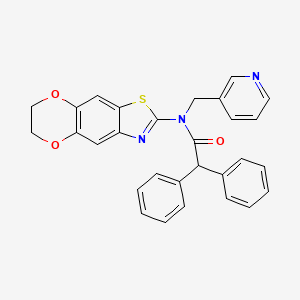 molecular formula C29H23N3O3S B2528074 N-(6,7-dihydro-[1,4]dioxino[2',3':4,5]benzo[1,2-d]thiazol-2-yl)-2,2-diphenyl-N-(pyridin-3-ylmethyl)acetamide CAS No. 922629-32-1
