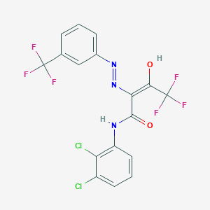 molecular formula C17H9Cl2F6N3O2 B2528080 N-(2,3-dichlorophenyl)-4,4,4-trifluoro-3-oxo-2-{(Z)-2-[3-(trifluoromethyl)phenyl]hydrazono}butanamide CAS No. 478067-07-1