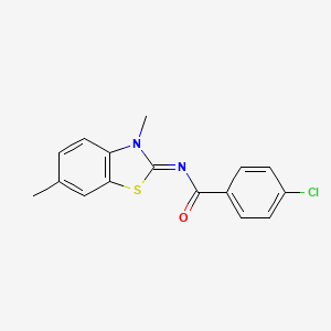 molecular formula C16H13ClN2OS B2528090 4-chloro-N-(3,6-dimethyl-1,3-benzothiazol-2-ylidene)benzamide CAS No. 391229-88-2