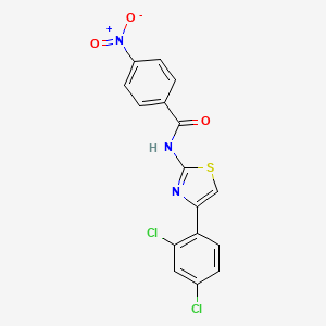molecular formula C16H9Cl2N3O3S B2528095 N-[4-(2,4-dichlorophenyl)-1,3-thiazol-2-yl]-4-nitrobenzamide CAS No. 477568-47-1