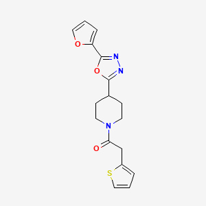 1-(4-(5-(Furan-2-yl)-1,3,4-oxadiazol-2-yl)piperidin-1-yl)-2-(thiophen-2-yl)ethanone