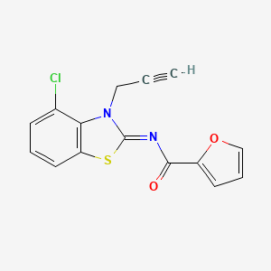 molecular formula C15H9ClN2O2S B2528127 N-[(2Z)-4-chloro-3-(prop-2-yn-1-yl)-2,3-dihydro-1,3-benzothiazol-2-ylidene]furan-2-carboxamide CAS No. 868377-68-8