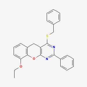 molecular formula C26H22N2O2S B2528128 4-(苄基硫代)-9-乙氧基-2-苯基-5H-chromeno[2,3-d]嘧啶 CAS No. 866348-81-4