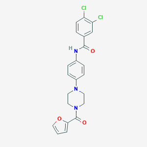 molecular formula C22H19Cl2N3O3 B252813 3,4-dichloro-N-{4-[4-(2-furoyl)-1-piperazinyl]phenyl}benzamide 
