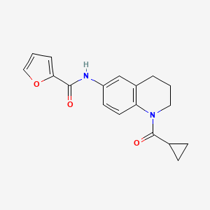 molecular formula C18H18N2O3 B2528143 N-[1-(环丙烷羰基)-3,4-二氢-2H-喹啉-6-基]呋喃-2-甲酰胺 CAS No. 899964-21-7