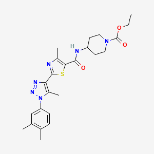 molecular formula C24H30N6O3S B2528146 ethyl 4-(2-(1-(3,4-dimethylphenyl)-5-methyl-1H-1,2,3-triazol-4-yl)-4-methylthiazole-5-carboxamido)piperidine-1-carboxylate CAS No. 1207007-21-3