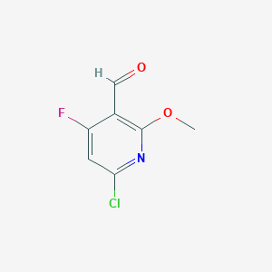 molecular formula C7H5ClFNO2 B2528152 6-氯-4-氟-2-甲氧基烟酰醛 CAS No. 2230802-84-1