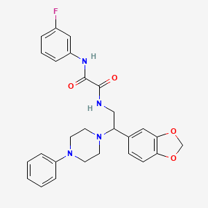 molecular formula C27H27FN4O4 B2528155 N-[2-(1,3-苯并二氧杂环-5-基)-2-(4-苯基哌嗪-1-基)乙基]-N'-(3-氟苯基)乙二酰胺 CAS No. 896347-39-0