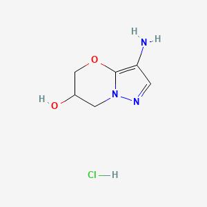 molecular formula C6H10ClN3O2 B2528157 3-Amino-6,7-dihydro-5H-pyrazolo[5,1-b][1,3]oxazin-6-ol;hydrochloride CAS No. 2580211-03-4