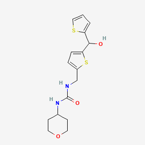 molecular formula C16H20N2O3S2 B2528166 1-((5-(hydroxy(thiophen-2-yl)methyl)thiophen-2-yl)methyl)-3-(tetrahydro-2H-pyran-4-yl)urea CAS No. 2034622-17-6