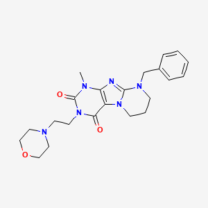 molecular formula C22H28N6O3 B2528179 9-benzyl-1-methyl-3-(2-morpholin-4-ylethyl)-7,8-dihydro-6H-purino[7,8-a]pyrimidine-2,4-dione CAS No. 873076-95-0