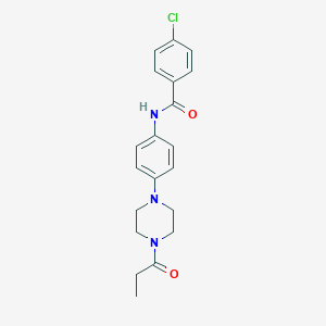 molecular formula C20H22ClN3O2 B252818 4-chloro-N-[4-(4-propanoylpiperazin-1-yl)phenyl]benzamide 