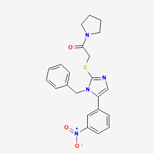 2-((1-benzyl-5-(3-nitrophenyl)-1H-imidazol-2-yl)thio)-1-(pyrrolidin-1-yl)ethanone