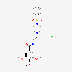 molecular formula C22H30ClN3O6S B2528187 3,4,5-trimethoxy-N-(2-(4-(phenylsulfonyl)piperazin-1-yl)ethyl)benzamide hydrochloride CAS No. 1185120-97-1