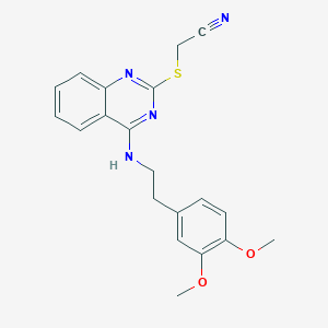molecular formula C20H20N4O2S B2528190 2-((4-((3,4-Dimethoxyphenethyl)amino)quinazolin-2-yl)thio)acetonitrile CAS No. 422533-55-9