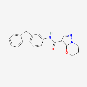 molecular formula C20H17N3O2 B2528194 N-(9H-芴-2-基)-6,7-二氢-5H-吡唑并[5,1-b][1,3]恶嗪-3-甲酰胺 CAS No. 1428363-17-0
