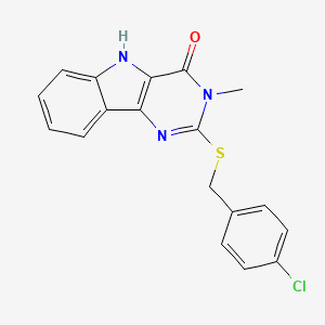 molecular formula C18H14ClN3OS B2528212 2-[(4-chlorophenyl)methylsulfanyl]-3-methyl-5H-pyrimido[5,4-b]indol-4-one CAS No. 537668-55-6