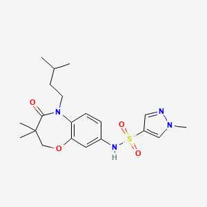 molecular formula C20H28N4O4S B2528216 N-(5-isopentyl-3,3-dimethyl-4-oxo-2,3,4,5-tetrahydrobenzo[b][1,4]oxazepin-8-yl)-1-methyl-1H-pyrazole-4-sulfonamide CAS No. 1448135-81-6