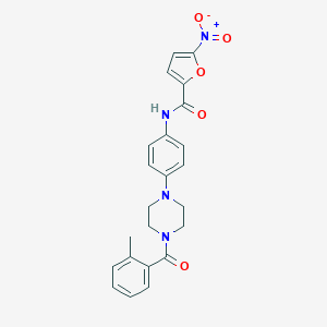 molecular formula C23H22N4O5 B252822 5-nitro-N-{4-[4-(2-methylbenzoyl)-1-piperazinyl]phenyl}-2-furamide 