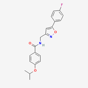 molecular formula C20H19FN2O3 B2528236 N-((5-(4-fluorophenyl)isoxazol-3-yl)methyl)-4-isopropoxybenzamide CAS No. 953010-02-1
