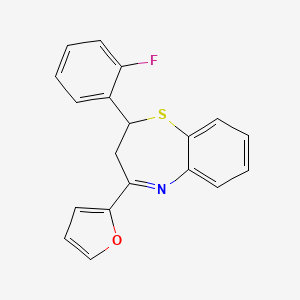 molecular formula C19H14FNOS B2528247 2-(2-Fluorophenyl)-4-(furan-2-yl)-2,3-dihydro-1,5-benzothiazepine CAS No. 379701-26-5