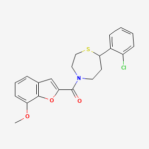 molecular formula C21H20ClNO3S B2528255 (7-(2-Chlorophenyl)-1,4-thiazepan-4-yl)(7-methoxybenzofuran-2-yl)methanone CAS No. 1797289-26-9