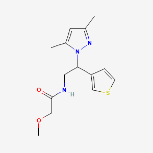 molecular formula C14H19N3O2S B2528257 N-(2-(3,5-dimethyl-1H-pyrazol-1-yl)-2-(thiophen-3-yl)ethyl)-2-methoxyacetamide CAS No. 2034594-28-8