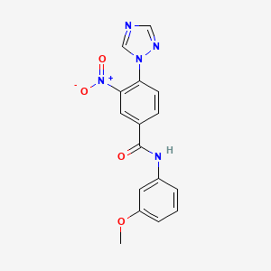molecular formula C16H13N5O4 B2528264 N-(3-methoxyphenyl)-3-nitro-4-(1H-1,2,4-triazol-1-yl)benzenecarboxamide CAS No. 338408-00-7