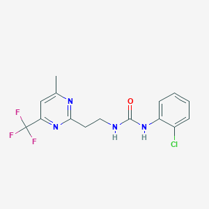 molecular formula C15H14ClF3N4O B2528300 1-(2-Chlorophenyl)-3-(2-(4-methyl-6-(trifluoromethyl)pyrimidin-2-yl)ethyl)urea CAS No. 1396636-44-4