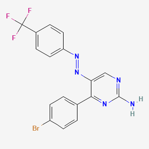 molecular formula C17H11BrF3N5 B2528301 4-(4-Bromophenyl)-5-{2-[4-(trifluoromethyl)phenyl]diazenyl}-2-pyrimidinamine CAS No. 339279-72-0