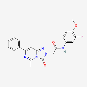 molecular formula C21H18FN5O3 B2528305 N-(3-fluoro-4-methoxyphenyl)-2-(5-methyl-3-oxo-7-phenyl-[1,2,4]triazolo[4,3-c]pyrimidin-2(3H)-yl)acetamide CAS No. 1251634-58-8