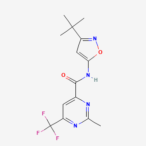 molecular formula C14H15F3N4O2 B2528309 N-(3-Tert-butyl-1,2-oxazol-5-yl)-2-methyl-6-(trifluoromethyl)pyrimidine-4-carboxamide CAS No. 2415470-00-5