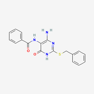 molecular formula C18H16N4O2S B2528318 N-(4-氨基-2-(苄硫基)-6-氧代-1,6-二氢嘧啶-5-基)苯甲酰胺 CAS No. 888414-50-4