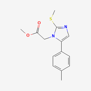 molecular formula C14H16N2O2S B2528319 2-(2-(甲基硫基)-5-(对甲苯基)-1H-咪唑-1-基)乙酸甲酯 CAS No. 1206996-16-8