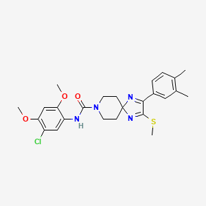 molecular formula C25H29ClN4O3S B2528326 N~8~-(5-chloro-2,4-dimethoxyphenyl)-2-(3,4-dimethylphenyl)-3-(methylsulfanyl)-1,4,8-triazaspiro[4.5]deca-1,3-diene-8-carboxamide CAS No. 892286-46-3
