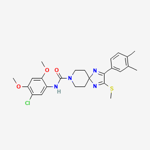 molecular formula C25H29ClN4O3S B2528326 N~8~-(5-氯-2,4-二甲氧基苯基)-2-(3,4-二甲基苯基)-3-(甲硫基)-1,4,8-三氮杂螺[4.5]癸-1,3-二烯-8-甲酰胺 CAS No. 892286-46-3