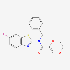 molecular formula C19H15FN2O3S B2528331 N-benzyl-N-(6-fluorobenzo[d]thiazol-2-yl)-5,6-dihydro-1,4-dioxine-2-carboxamide CAS No. 899963-92-9