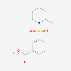 molecular formula C14H19NO4S B2528343 2-Methyl-5-[(2-methylpiperidin-1-yl)sulfonyl]benzoic acid CAS No. 784171-98-8
